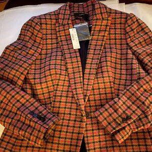 $269 J Crew Parke Jkt Blazer Regent Pink Houndstooth Moon Tweed Schoolboy Sz 2